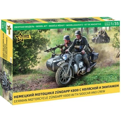 Modellino Moto Tedesco Moto Zündapp K800 Con Sidecar And Crew ZVEZDA 3717 - Immagine 1 di 4