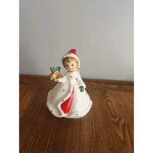 Vintage Napcoware x-8391 Musical Figurine Christmas Girl With Bells - Picture 1 of 3