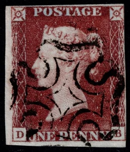 1841 1d Red Black Pl 9 DB 4m Fine Black MX Worn Plate Very Fine Cat. £180.00 - Picture 1 of 1