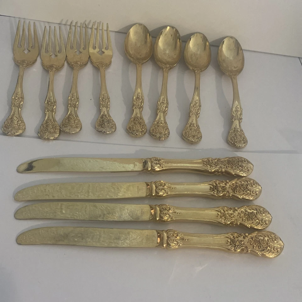 Vintage FB Rogers Golden Grand Antique  12 Piece Flatware Set Roses Ornate - Image 1 of 4