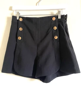 H&M Black Smart Shorts Hot Pants with Metal Buttons Detail Size UK 10 - Bild 1 von 4