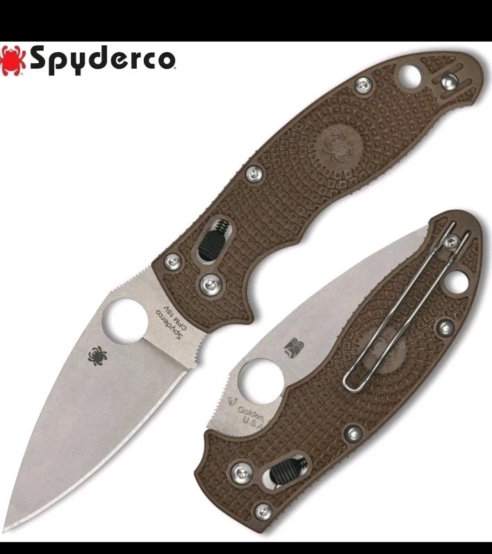 Spyderco Mani LW Sprint Run CPM-15V Plain Blade Brown FRN Handles C101PBN15V2