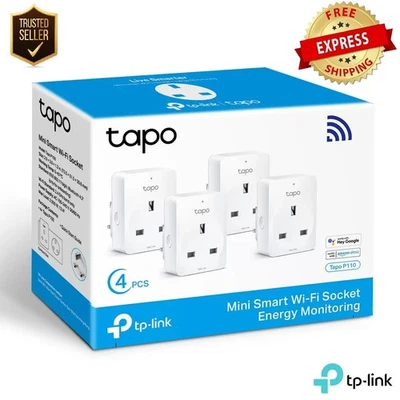 TP-Link Smart Wi-Fi Tapo P110 Socket Energy Monitor Smart Plug Outlet 4 Pack UK - Image 1 of 4