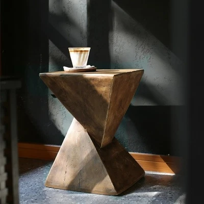 Modern Concrete Side Table Geometric Accent Industrial In Out Door Unique End - Image 1 of 4