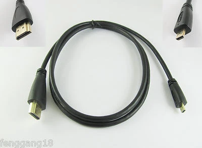 1m Micro HDMI to HDMI Male Adapter Converter Cable Motorola XOOM RAZR EVO HTC 4G - Image 1 of 2