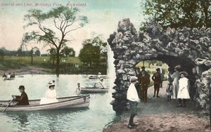 Vintage Postcard 1908 Grotto & Lake Mitchell Park Attraction Milwaukee Wisconsin - Picture 1 of 2