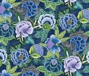 Designers Guild Gardinenstoff 'ROSE DE DAMAS - INDIGO' 3,6 METER - SAMT - Bild 1 von 7