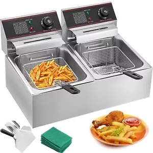 FRIGGITRICE ELETTRICA 12L DOPPIO SERBATOIO 5000W IN ACCIAIO INOX PROFESSIONALE - Foto 1 di 11