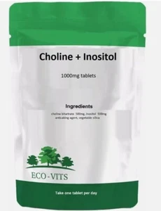 Choline & Inositol 1000mg Tablets – Brain Function & Cognitive Support - Picture 1 of 2
