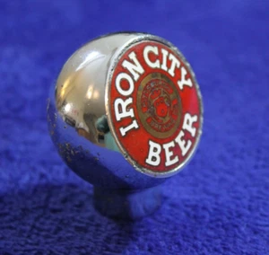 Vintage Chrome Robbins Iron City Beer Tap Handle Gear Shift Knob Accessory - Foto 1 di 13