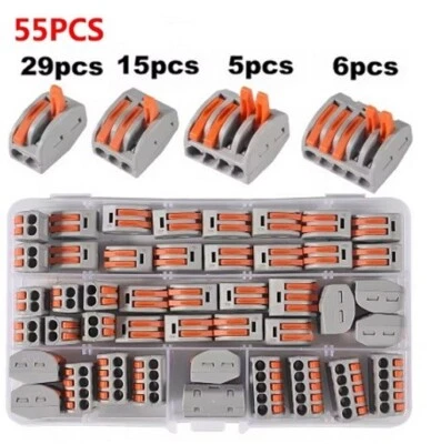 Lot 55 Bornes de connexion électriques à levier 2/3/4/5 entrées - Photo 1/3