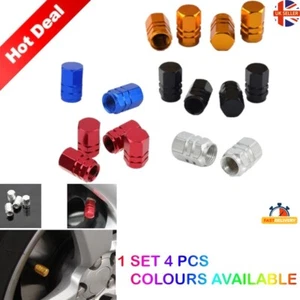 Tyre Valve Dust Caps Schrader Car Bike Motorcycle Alloy Aluminium Air Value x 4 - Picture 1 of 13