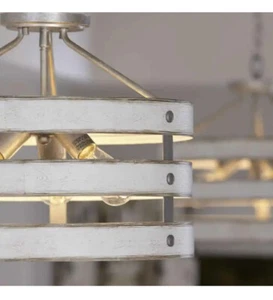 P.L. Gulliver 17in. Galvanized Semi-Flush Ceiling or Hanging Light Antique White - Picture 1 of 4