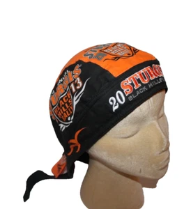 Gorra Sturgis 2013 Black Hills Rally negra/naranja envoltura para la cabeza motociclista motocicleta Durag - Imagen 1 de 7