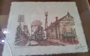 Richard Nueman 227 Train Print on Recycled Paper Signed 1997 Station 10x7.5 Rare - Picture 1 of 4