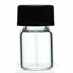 LOTE DE 144 PIEZAS-1/2 DRAM 2 ml VIAL CORTO DE VIDRIO TRANSPARENTE con TAPAS DE CONO - Imagen 1 de 2