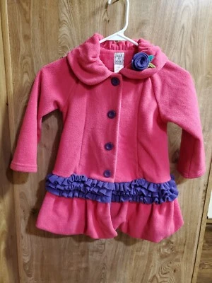 Mack & Co. Toddler Girl Pink Purple Fleece Ruffles Jacket 4T Polyester - Image 1 of 4