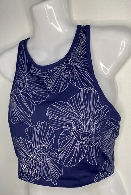 Sujetador deportivo recortado floral azul marino S Calvin Klein Performance Foto 1 de 4