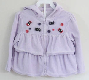 GYMBOREE Size 2T-3T Purple Velour Button Accents Long Sleeve Hoody Tops ~ Shirt - Picture 1 of 2