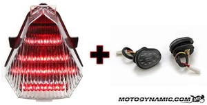 fit 08-16 Yamaha R6 SEQUENTIAL LED Tail Light CLEAR + Flush Mount Turn Signals - Foto 1 di 1