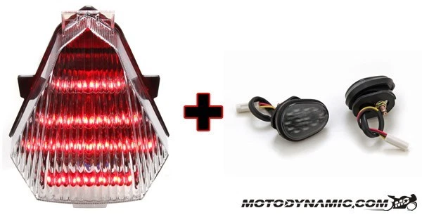 fit 08-16 Yamaha R6 SEQUENTIAL LED Tail Light CLEAR + Flush Mount Turn Signals  - Image 1 of 1