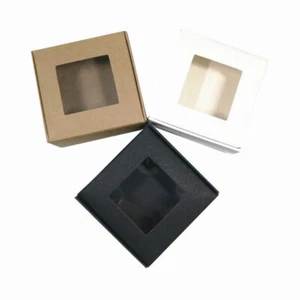 Kraft Paper Boxes Foldable Wedding Favors Party Gift Candy Storage with Window - Picture 1 of 15