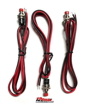 Paquete de 3 mini interruptor momentáneo Valet rojo SPST pulsador apagado con cables 12V Foto 1 de 4