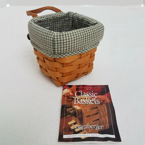Longaberger Chives Hostess Booking Basket~Liner~Plastic Protector~2001~Vintage Cover
