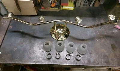 plafoniera faretto regolabile orientabile ottone lucido 4 punti luce da vetrina - Immagine 1 di 4