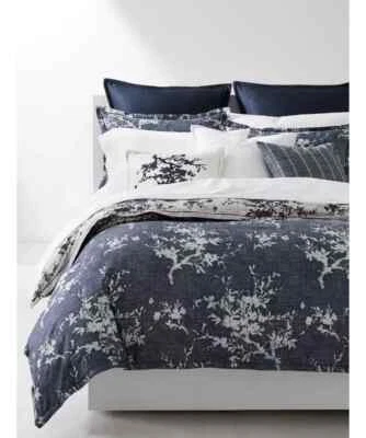 Ralph Lauren Eva Botanical Floral Cotton Reversible Comforter Sham Set Navy KING - Image 1 of 4