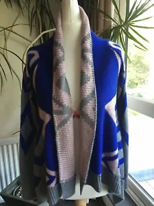 APRICOT Ladies Patterned Blue/Grey/Pink Cardigan Size UK 10. - Picture 1 of 7