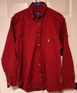 Vintage Chaps Ralph Lauren Button Down Canvas Hemd Herren L Rot LS Crest Logo 90s - Bild 1 von 8