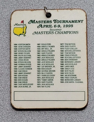 1995 Masters Tournament Souvenir Master Champions Bag Tag - Tiger Woods 1st Cover