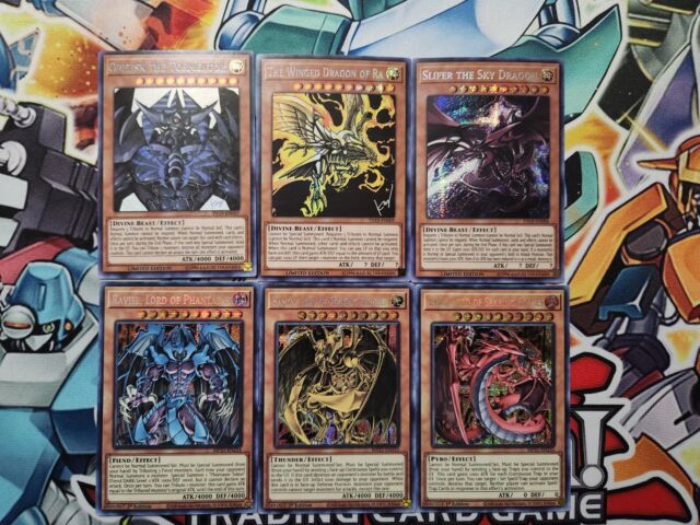 Yugioh Egyptian Gods + Sacred Beasts Prismatic Secret Rare 6 God Card Set