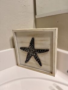 Cadre de décoration maison étoile de mer bois métal océan nautique