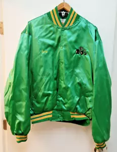 Vintage John Deere Tractor Green Satin Snap Jacket 1996 Size 3XL Made In USA - Picture 1 of 13