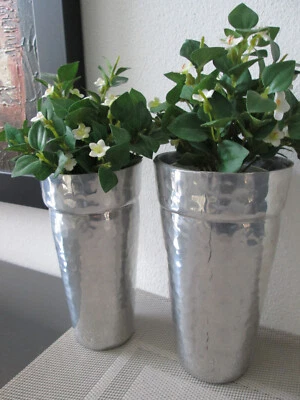 2x Aluminium Alu Vase Vasen Metall Hammerschlag Optik 2 Ikea künstl. Topfpflanze - Bild 1 von 4