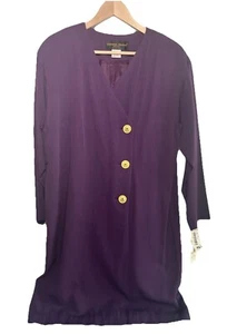 Donna Ricco Dress, Women’s 12 petite Plum eggplant Rayon/wool, Vintage 90’s - Picture 1 of 13