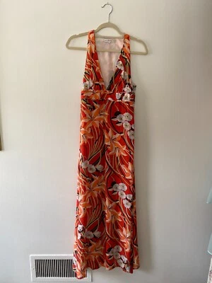 Vintage y2k Cory Lynn Calter Red Floral 100% Silk Summer Dress Anthropologie - Image 1 of 4