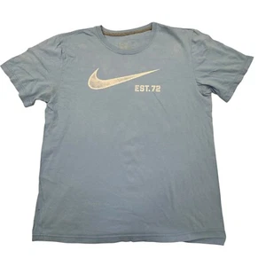 Nike T Shirt Mens Large Blue Est. 72 Regular Fit Short Sleeve Crew Neck Big Logo - Picture 1 of 5