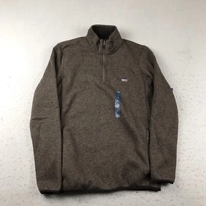 Chaps Sweatshirt Mens Small Brown 1/4 Zip Long Sleeves Pullover Sweater NWT - Picture 1 of 12