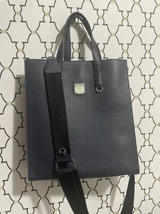 New MCM $750 Blue Black Camo Floral Visetos Leather Crossbody Tote Purse Bag - Picture 1 of 13