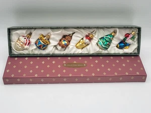 6er Set alte Welt Sammler Serie Weihnachtsbär Mini Ornamente Glas mit Box - Bild 1 von 2