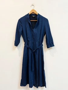 Vestido midi para mujer de diseñador A.P.C talla 8 36 FR azul estilo cambray - Imagen 1 de 4