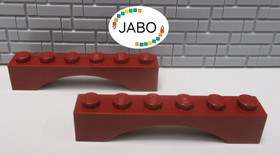 (B8/8/10) LEGO 2x 3455 Arch Brick 1x6 Dark Red 6243 10132