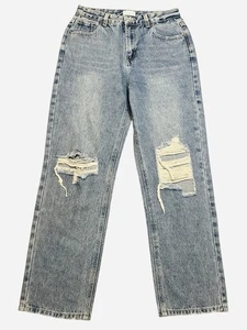 Pink Lily Distressed High Rise Straight Leg Light Wash Jeans Gr. 27 Bohemian - Bild 1 von 6