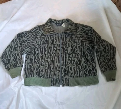 Woolrich Vintage 80s Shadow Bark Camo Bomber 100% Wool Zip Up Jacket Size XL - Image 1 of 4