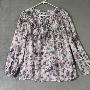 Zac & Rachel Pastel Multicolor Blouse Womens Sz L Demure Cottagecore Feminine - Picture 1 of 8