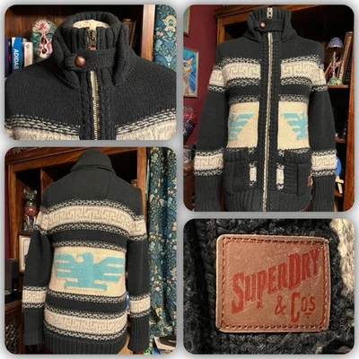 SUPERDRY AMERICANA AJIO BUFFALO ZIP CARDIGAN 💝L 20.5”ptp💝 STUNNING!! 🎅🎄 - Image 1 of 4