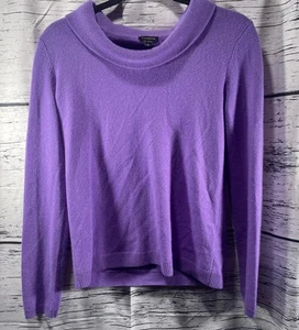 Talbots Sweater Pure Cashmere Purple Cowl Neck Funnel Luxury Small - Picture 1 of 8